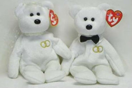 TY Mr + Mrs Bride and Groom Beanie Baby Bears Collectors Quality New Mint - $9.46