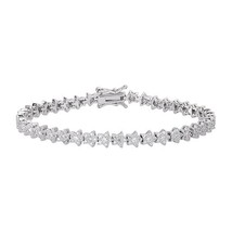 3.5CT Rond Imitation Diamant Lien Etoile Tennis Bracelet 7 &quot; 14K Plaqué or Blanc - £265.19 GBP