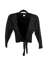 Expression Black And Silver Glitter Metallic Open Front Short Cardigan Size 12 - £7.83 GBP