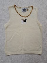 Storybook Knits Sweater Womens Large Sleeveless Yellow Beagle Dog HSN Exclusive  - £13.90 GBP