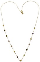 14K Gold Chain Necklace with Multi Color Gemstone Milor Italy - $99.99