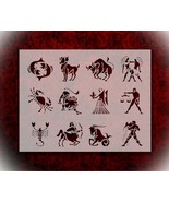 Rubstamper Stencil All Zodiac Astrology Signs Symbols 8.5&quot; x 11&quot; Reusabl... - €9,35 EUR