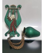Vintage Brass Harp Shaped Wall Hanging with a Hanging Jug Hakuli Israel ... - $63.96 CAD