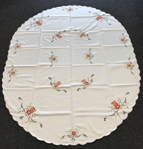 Christmas 72X90&quot;&quot; Embroidered Poinsettia Embroidery Oval Tablecloth Polyester - £54.67 GBP