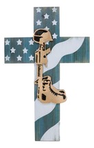 Western USA Flag Military Patriotic Fallen Soldier Boot Rifle Helmet Wall Cross - £27.96 GBP