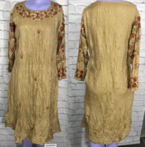 Floral Beaded India Ethnic 20&quot; Chest Pullover Womens Dress Mirrored Sequ... - £16.57 GBP