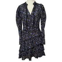 Ulla Johnson Marielle Dress 4 Midnight Blue Floral Cotton Long Sleeve As... - $178.19
