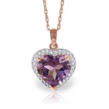 3.24 Carat 14K Rose Gold Elizabeth Amethyst Diamond Gemstone Necklace 14&quot;-24&quot; - £390.00 GBP