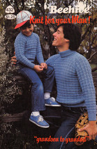 KNIT YOUR MAN! GRANDSON TO GRANDAD BEEHIVE #432 CARDIGANS VESTS PULLOVER... - $4.98