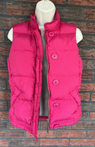 J Crew Pink Goose Down Puffer Vest XS Zipper Button Pockets Sleeveless Jacket EC - £26.51 GBP