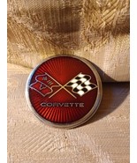 Corvette Car Emblem 2 Flags Used Red White Black Silver 3-1/8&quot; Circle Pt... - £46.70 GBP