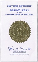 Souvenir Impression Great Seal Of Commonwealth Of Kentucky John Brown III - £2.67 GBP