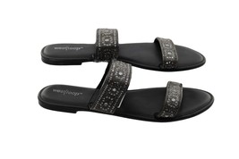 West Loop Women’s Black Double Band Cushioned Insole Sandals Size L 9/10 - £10.83 GBP