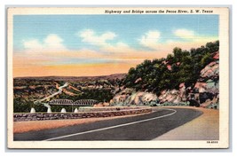 Highway and Bridge Over Pecos River Southwest Texas TX UNP Linen Postcard N18 - £4.50 GBP