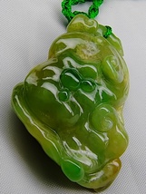 Ice Yellow &amp; Green 100% Burma Jadeite Jade RU-YI Pendant # 80.85 carats # - £1,194.70 GBP