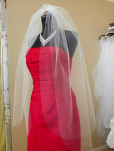 Wedding veil, DIAMOND WHITE, Two tier blusher, fingertip length, ivory, ... - $39.99