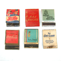 6 Vintage Matchbook Covers Pepsi Cola Double Dot Coca Cola Hotel Rieger Bolton - £27.45 GBP