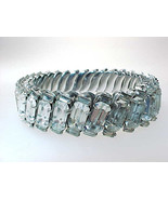 Brilliant WHITE RHINESTONES Stretch BRACELET set in STAINLESS STEEL - GO... - $225.00