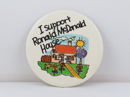 1980s Mc Donald's Staff Pin - I Support Ronald Mc Donald House !! - $12.00