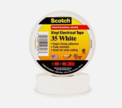 3M 3/4 Inch x 66 Feet Scotch® Vinyl Color Coding Electrical Tape 35, White - £8.28 GBP