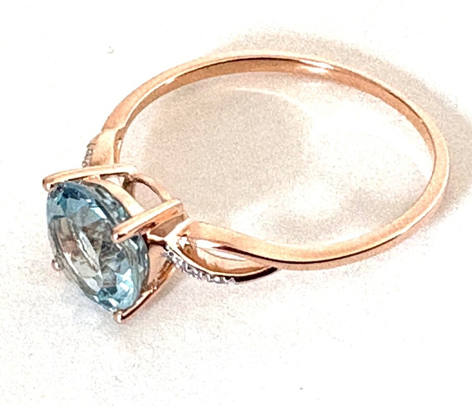 14k Gold aquamarine diamonds ring gemstone ring - 14 carats solid gold stonqueen Item image 10