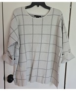 Womens Plus 2X Tahari White with Gray Square Pattern Sweater - €16,10 EUR