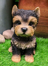 Realistic Sitting Mini Yorkie Statue Cute Pet Pal Yorkshire Terrier Dog ... - £23.97 GBP
