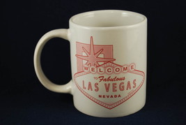 Las Vegas Ceramic Coffee Mug Cup White Pink Sign Welcome Fabulous Nevada - $19.99