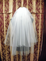 Wedding veil, IVORY,Two tier blusher, elbow length, ivory, white - $34.99