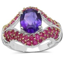 Womens Sterling Silver Amethyst And Ruby Ring 6 7 8 9 Free Worldwide Shipping - £479.00 GBP