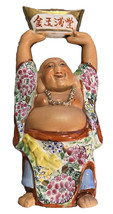 Vintage Bisque Porcelain Chinese Laughing Buddha “Full Of Gold &amp; Jade”- 13&quot; Tall - £55.15 GBP