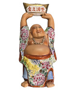 Vintage Bisque Porcelain Chinese Laughing Buddha “Full Of Gold &amp; Jade”- ... - £55.16 GBP