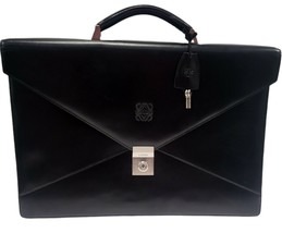 Authenticity Guarantee 
LOEWE Black Leather Anagram Embossed Briefcase  ... - £591.77 GBP