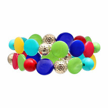 Mixit Color Women&#39;s Stretch Bracelets 2 Multi Color Bracelets Gold Tone New - £14.39 GBP