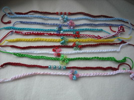 500pc. Assorted Random Crochet Friendship Bracelets with Bead Charms.  - £20.33 GBP