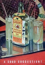 Gordon&#39;s Distilled London Dry Gin, 1935 Print Ad. Color Illustration (a good ... - £14.14 GBP