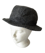 LL Bean Harris Tweed Herringbone Grey Wool Angler Bucket Hat Gore-Tex Me... - £44.79 GBP