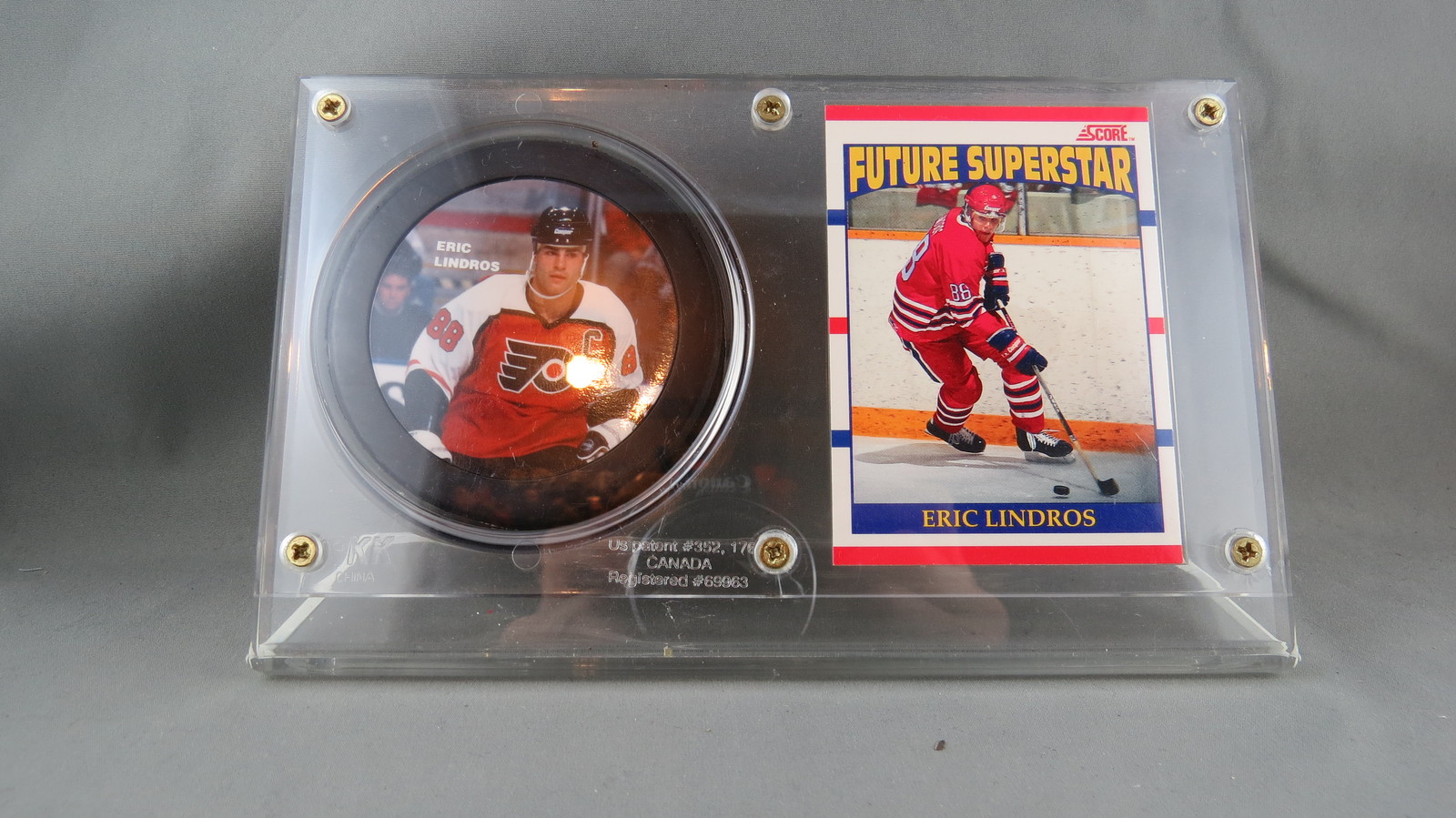 Eric Lindros  Memorabilia Gift Pack - Rookie Puck and Future Prospects Card  - $49.00