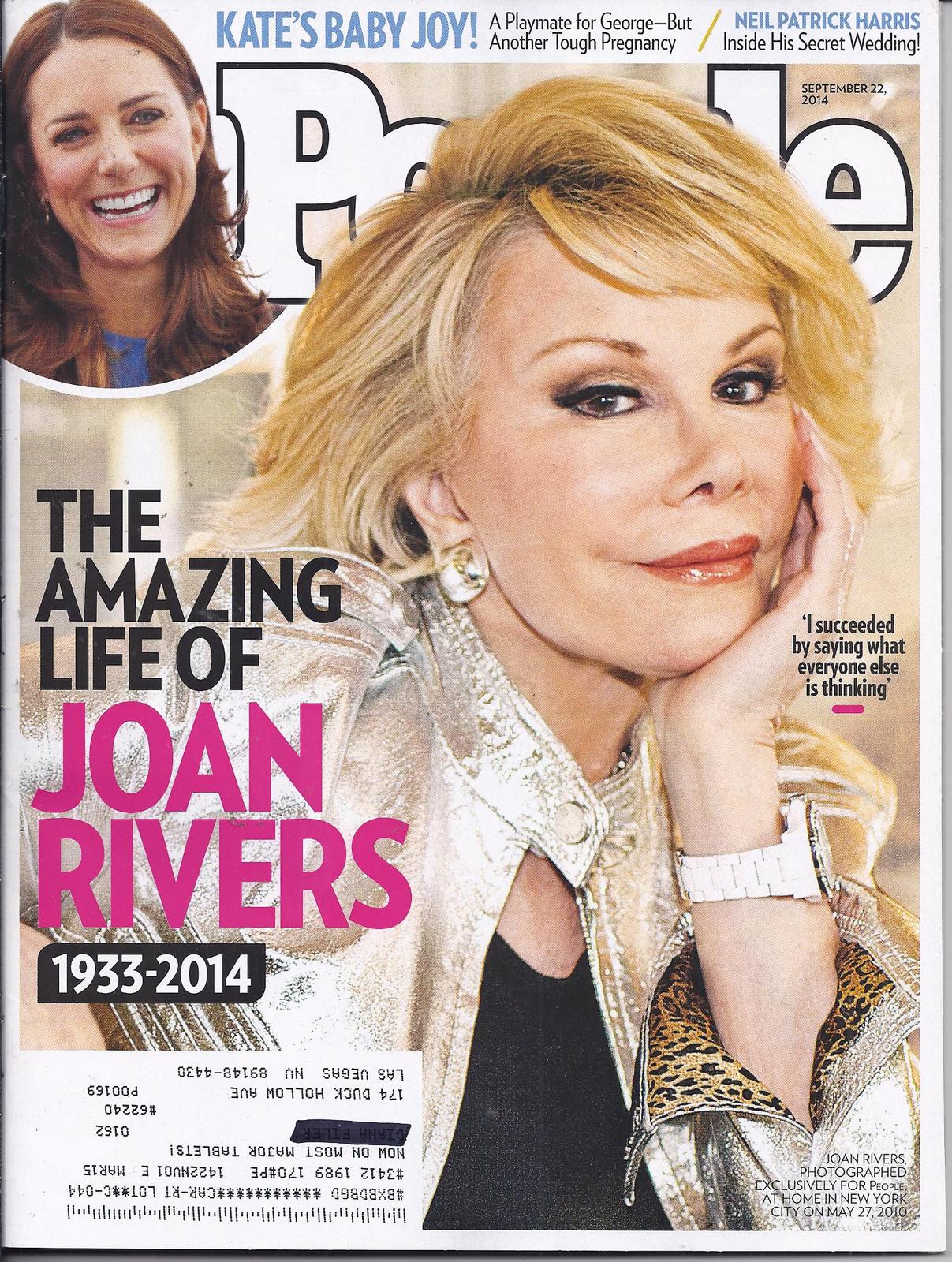 JOAN RIVERS @ People Magazine SEPT 2014  - $4.95