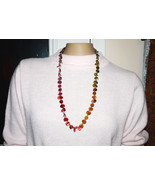 Euc Vintage Long Chain necklace large lucite beaded bead round disc silv... - £1.54 GBP