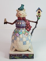 Jim Shore COOL CAT Snowman Figurine Heartwood Creek 2008 with Bird House 4010626 - £16.32 GBP