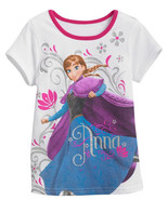 Size 5 Disney FROZEN Girls Tee WHITE ☀ANNA☀ T-Shirt GLITTER New w Tags N... - $186.21 MXN