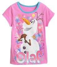 Size 4 Disney Frozen Girls Tee Pink ☀Olaf☀ T Shirt Glitter New W Tags Nwt In Bag - £7.86 GBP