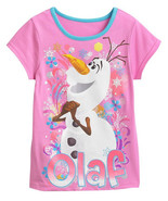 Size 4 Disney FROZEN Girls Tee PINK ☀OLAF☀ T-Shirt GLITTER New w Tags NW... - $186.21 MXN