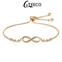 CUTEECO Luxurious Crystal Adjustable Chain Bracelet Bangle for Women Brilliant C - £11.13 GBP