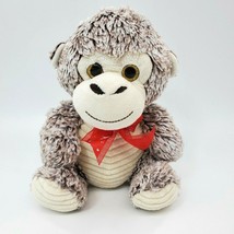 Best Made Valentine Monkey Brown Corduroy Red Bow 15&quot; Plush Stuffed Toy ... - £13.29 GBP