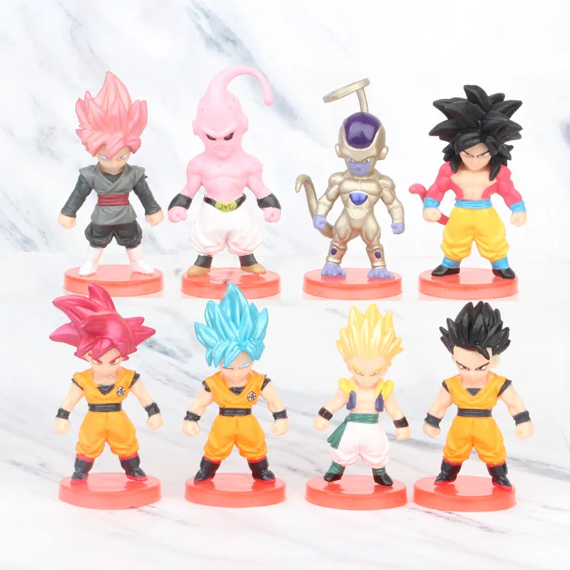 8 Pcs/set Dragon Ball Q Version 7cm Mini Figure Anime Dolls Wholesale Goku Black - £15.22 GBP