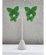Green Butterfly Clay Earrings  - $113.57 MXN