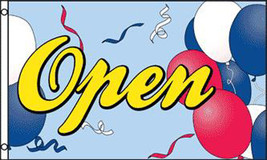 5 OPEN BALLOONS 3X5 FLAG sign FL426 wall signs window - £18.95 GBP