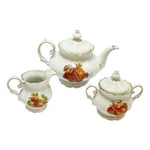 Winterling Roslau Bavaria Fruit Teapot Cream Sugar Porcelain West Germany - £62.32 GBP